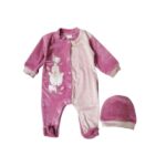 Βρεφικό φορμάκι βελουτέ για κορίτσι ροζ Kinder 10021