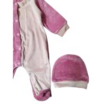 Βρεφικό φορμάκι βελουτέ για κορίτσι ροζ Kinder 10021