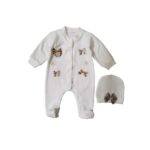 Βρεφικό φορμάκι βελουτέ για κορίτσι λευκό Kinder 1004