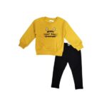 Παιδικό σετ μπλούζα φούτερ-κολάν κορίτσι μουσταρδί-μαύρο Funky 224-792100-1