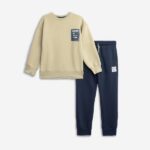 Σετ φόρμες φούτερ για αγόρι ανοιχτό χακί-μπλε FUNKY 226-117115-2