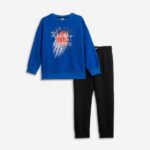 Σετ φόρμες φούτερ για αγόρι μπλε ρουαγιάλ-μαύρο FUNKY 226-117121-2
