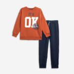 Σετ φόρμες φούτερ αχνούδιαστο για αγόρι κεραμιδί-μπλε FUNKY 226-117135-1