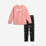 Σετ μπλουζοφόρεμα-κολάν για κορίτσι ροζ-μαύρο Funky 226-521126-1