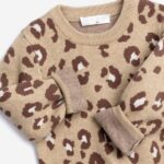 Σετ μπλούζα-κολάν πλεκτό για κορίτσι μπεζ-λεοπάρ Funky 226-723107-1