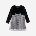 Φόρεμα μακρυμάνικο βελουτέ για κορίτσι μαύρο Funky 226-729116-1