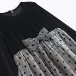 Φόρεμα μακρυμάνικο βελουτέ για κορίτσι μαύρο Funky 226-729116-1