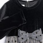 Φόρεμα μακρυμάνικο βελουτέ για κορίτσι μαύρο Funky 226-729116-1