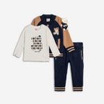 Βρεφικό σετ φόρμες 3τμχ για αγόρι μπλε/καφέ-εκρού Funky 226-895100-1