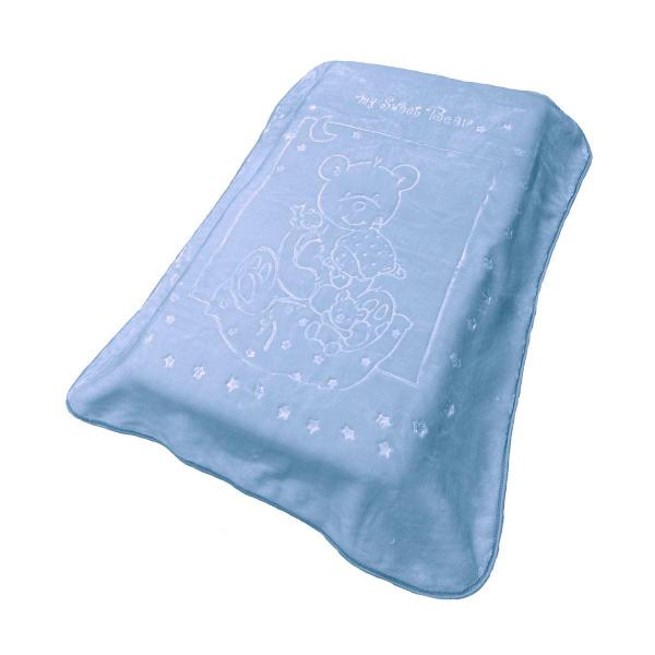Κουβέρτα κούνιας βελουτέ ανάγλυφη 110×140cm Sweet Bear 11 Baby Blue Dimcol 31472748001