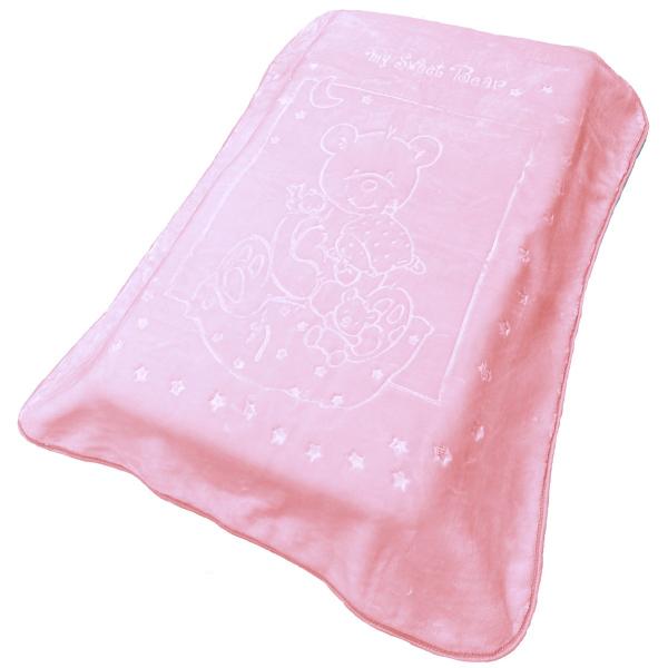 Κουβέρτα κούνιας βελουτέ ανάγλυφη 110×140cm Sweet Bear 12 Baby Pink Dimcol 31472748002
