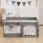 Πάρκο τετράγωνο 150×150 Playzen Grey Bebe Stars 880-100