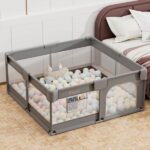 Πάρκο τετράγωνο 150×150 Playzen Grey Bebe Stars 880-100