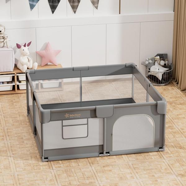 Πάρκο τετράγωνο 150×150 Playzen Grey Bebe Stars 880-100