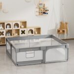 Πάρκο ορθογώνιο 180×200 Playzen Grey Bebe Stars 880-200