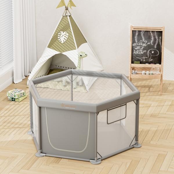 Παρκοκρέβατο Πολύγωνο Nestilo Grey Bebe Stars 889-100