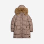 Παιδικό μπουφάν μακρύ για κορίτσι σκούρο μπεζ FUNKY 226-518109-1