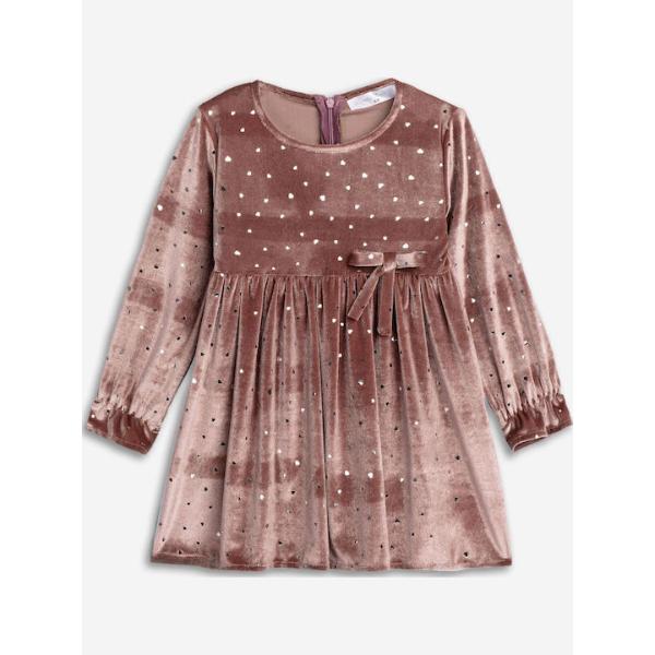 Φόρεμα μακρυμάνικο βελουτέ για κορίτσι ροζ Funky 226-729109-1