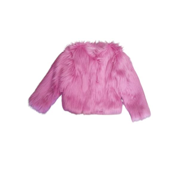 Γούνινο πανωφόρι για κορίτσι ροζ Serafino 6260