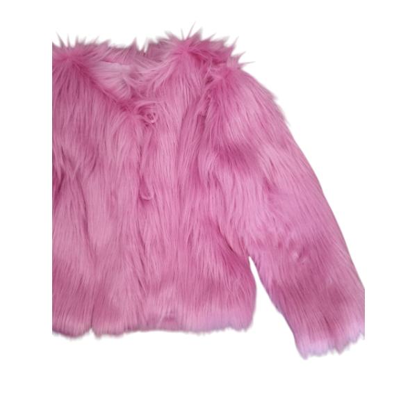 Γούνινο πανωφόρι για κορίτσι ροζ Serafino 6260