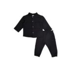 Βρεφικό σετ πουκάμισο-παντελόνι φούτερ αγόρι μαύρο Mamma Natura 6264