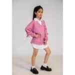 Φόρεμα μακρυμάνικο πλεκτό για κορίτσι ροζ Minimo MK30000-00649