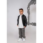 Παιδικό μαύρο δερμάτινο κοντό μπουφάν Minimo MK4200U-00383