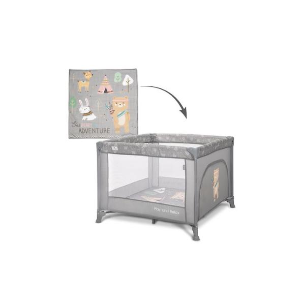 Παρκοκρέβατο τετράγωνο Play N Relax Adventure Grey Lorelli 10080682421