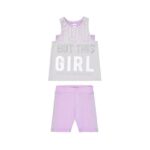 Παιδικό σετ 3τμχ κολάν ποδηλατικό κορίτσι γκρι-λιλά SPRINT 261-4037-202