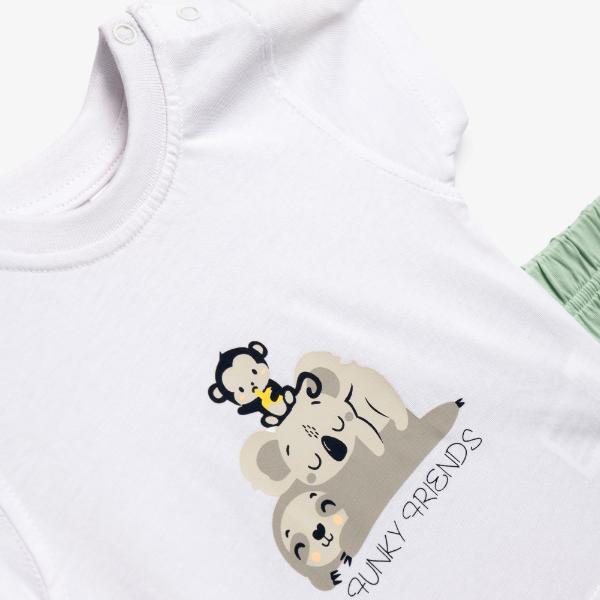 Βρεφικό σετ καλοκαιρινό μακό αγόρι λευκό-φιστικί FUNKY 126-050113-1