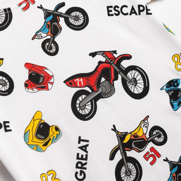 Παιδικό σετ μακό μπλούζα-βερμούδα αγόρι λευκό-κόκκινο FUNKY 126-301207-1