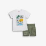 Παιδικό σετ καλοκαιρινό βερμούδα σταθερή αγόρι λευκό-χακί FUNKY 126-303101-1