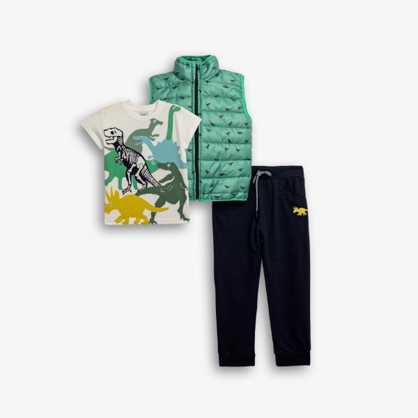 Παιδικό σετ 3τμχ αμάνικο πράσινο-μπλε-εκρού Funky 126-395103-1