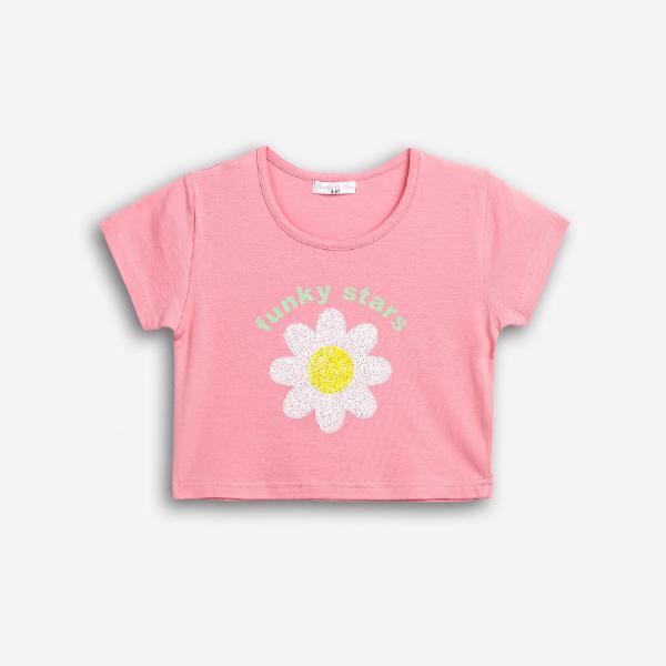Παιδική μακό μπλούζα κοντομάνικη κορίτσι ροζ FUNKY 126-505121-2