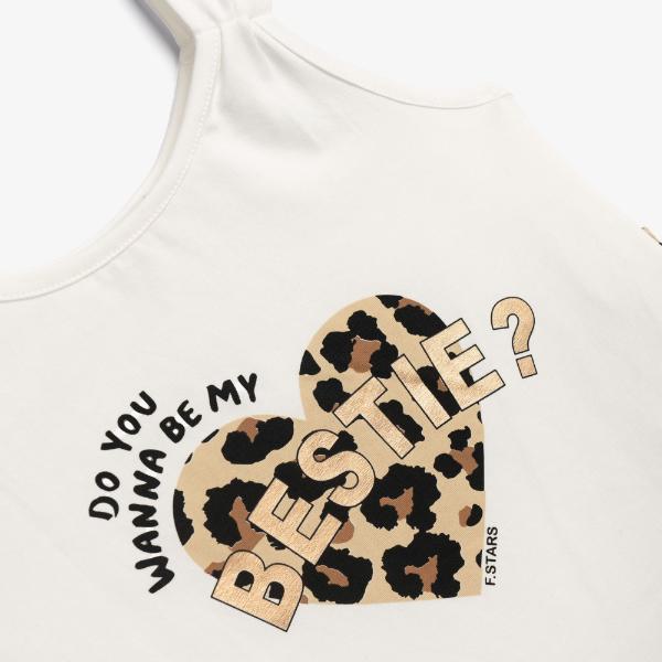 Παιδικό σετ σορτς κορίτσι εκρού-λεοπάρ FUNKY 126-524111-1