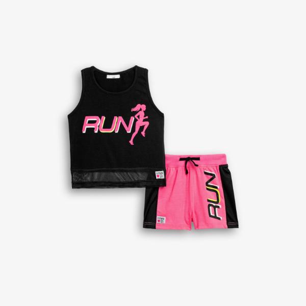 Παιδικό σετ μακό σορτς κορίτσι μαύρο-ροζ FUNKY 126-524113-2