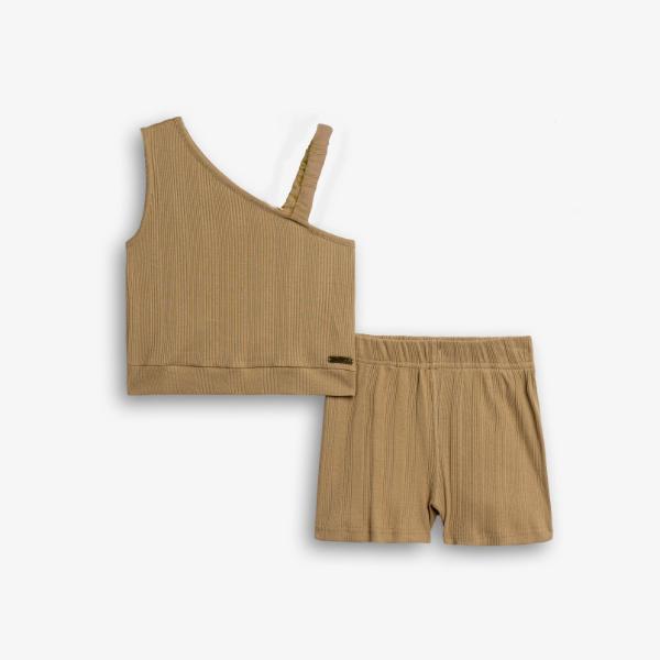 Παιδικό καλοκαιρινό σετ σορτς κορίτσι μπεζ FUNKY 126-524117-2