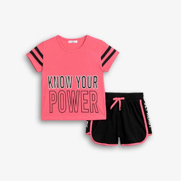 Παιδικό σετ μακό σορτς κορίτσι ροζ-μαύρο FUNKY 126-524121-1
