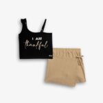 Παιδικό σετ σορτς-φούστα κορίτσι μαύρο-μπεζ FUNKY 126-524131-1