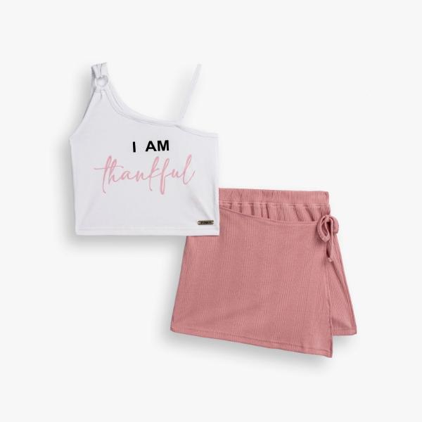 Παιδικό σετ σορτς-φούστα κορίτσι λευκό-ροζ FUNKY 126-524131-2