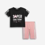 Παιδικό σετ κολάν ποδηλατικό κορίτσι μαύρο-ροζ FUNKY 126-527103-1