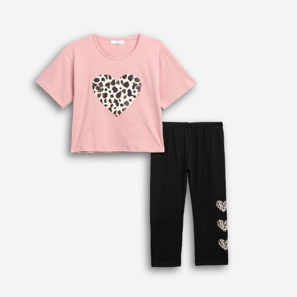 Παιδικό σετ κολάν κάπρι κορίτσι ροζ-μαύρο FUNKY 126-539118-1