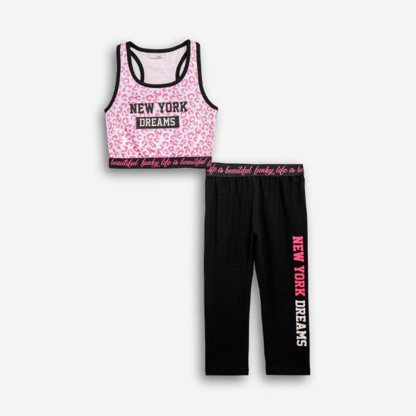 Παιδικό καλοκαιρινό σετ αθλητικό κορίτσι μαύρο-λευκό FUNKY 126-540100-1