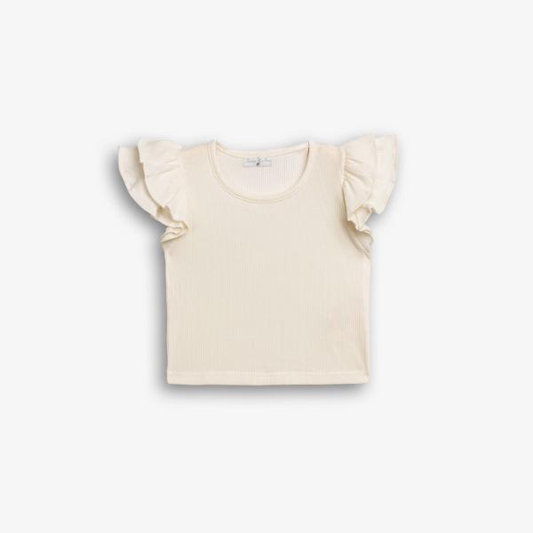 Παιδική μπλούζα ριπ κοντομάνικη κορίτσι εκρού FUNKY 126-705142-1