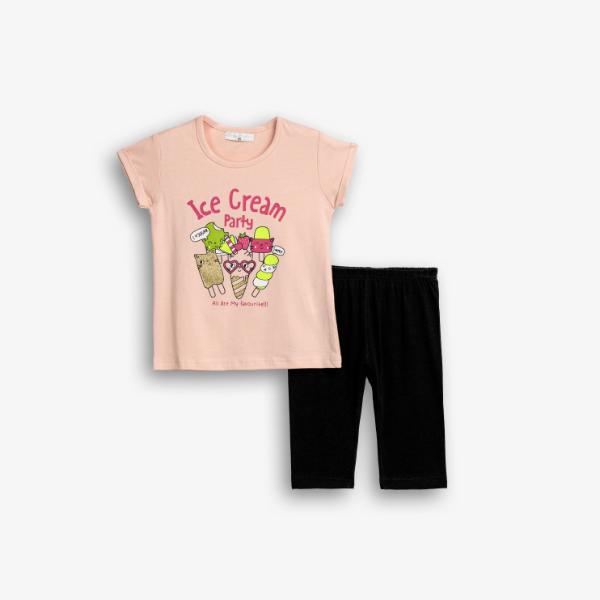 Παιδικό καλοκαιρινό σετ μακό κορίτσι ροζ-μαύρο FUNKY 126-719111-2