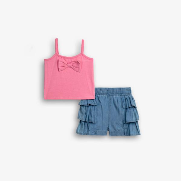 Παιδικό σετ τζιν σορτς κορίτσι ροζ-μπλε FUNKY 126-726108-1