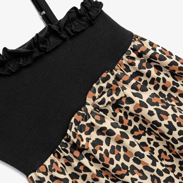 Παιδικό φόρεμα αμάνικο μακό μαύρο-μπεζ λεοπάρ FUNKY 126-728102-1