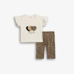 Παιδικό καλοκαιρινό σετ μακό κορίτσι εκρού-λεοπάρ FUNKY 126-739105-2