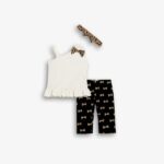 Παιδικό καλοκαιρινό σετ μακό κορίτσι εκρού-μαύρο FUNKY 126-739108-1