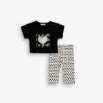 Παιδικό καλοκαιρινό σετ μακό κορίτσι μαύρο-εκρού FUNKY 126-739109-1